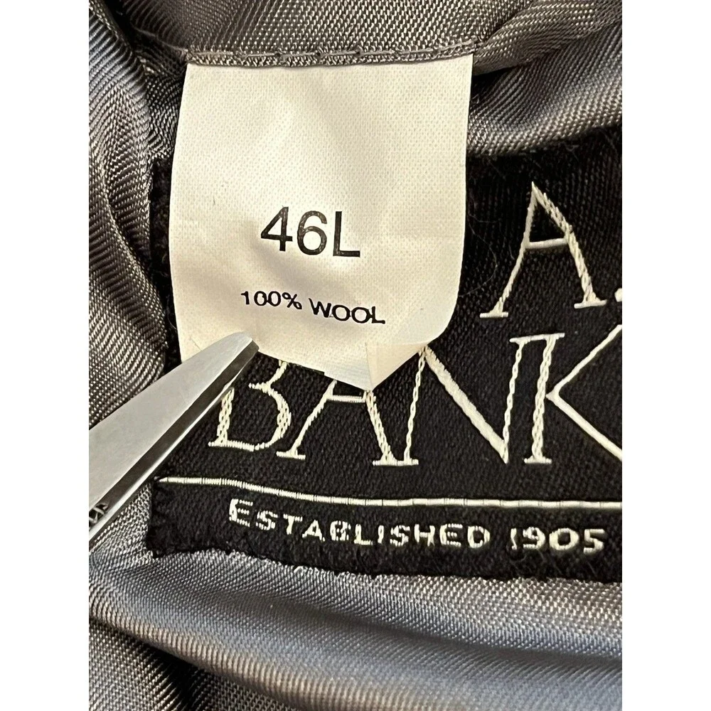 Jos. A Bank Men’s 46L Wool Grey Glen Plaid Blazer Jacket Coat